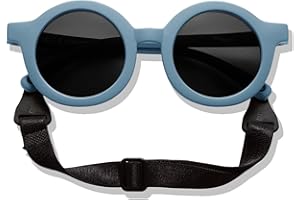 BABYMOCS Gafas de sol redondas para bebés de 0 a 1,5 años, 100% protección UV, flexibles, sin BPA, no tóxicas para bebés con cinta, diseño sueco, gafas de sol para niños