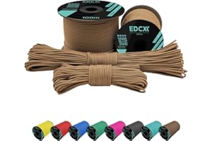 EdcX 2 mm Nylon Paracord 275 (50 y 100 m) - 100% Cuerda de Nailon, Cable de 3 hebras, Cuerda de Nailon de 2 mm en Muchos Colores (Tan, 100 m)