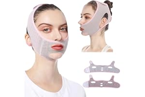 HyzaPhix 2pcs Masque Facial pour Double Menton Réducteur, V Line Lifting Mask Chin Strap Mentonnière Anti-Ronflement pour Anti Ronflement Efficace, Anti-âge, Levage de Visage (2pcs)