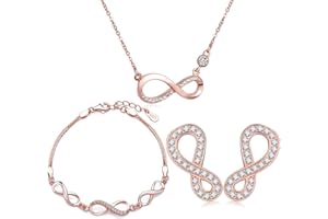 Yumilok Bijoux ensemble pour femme fille collier bracelet boucle d'oreille le symbole d'infini en argent 925 orné zircon parures élégants