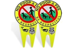 ‎Betinyar 2 Pieces 13.8 x 7.8 Inches No Pooping Dog Signs with Stake Glow in The Dark, Be Respectful Sign for Stopping the Dog from Pooping or Peeing on the Lawn (Yellow)