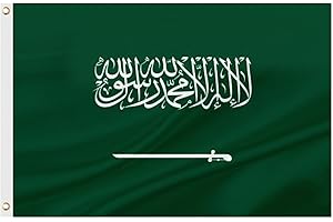 ASUNO Saudi Arabia Flag 90 × 150 CM Polyester Saudi Arabian National Banner with 2 Brass Grommets Double Side Vivid Color Fade Resistant for Outside Garden Lawn Patio