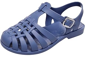 HAOLEI Toddler Girls Jelly Sandals Summer Outdoor Closed Toe Soft Rubber Sole Beach Water Shoes Mary Jane Dress Princess Flat T-Strap Slingback Little Kids Glitter Flats for 1-4 Years