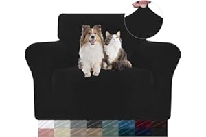 YSTELLAA Terciopelo Fundas Sofa Elasticas 1 Plaza, Ajustable Fundas para Sillones, Súper Elástica, Universales, Antiarañazos, Gruesa, Antideslizante, Antimanchas, Lavable, Negro