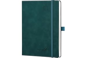 POPRUN Agenda 2025 Semana Vista 22 x 16,5 cm, Una Página por Semanal con Una Página de Notas 17 Meses de Ago.2024 a Dic.2025, 100 GSM Papel, Color Petróleo