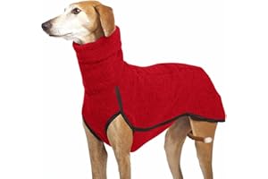 Imily Bela Maglione per cani in pile, con collo alto, caldo, per cani di piccola taglia, rosso, L