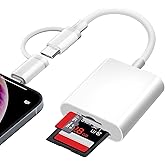 Clomnpe iPhone/USB C SD Card Reader, Apple MFi Certified, SD/TF Card Reader with Dual Slot Design, Two-Way Transmission and H