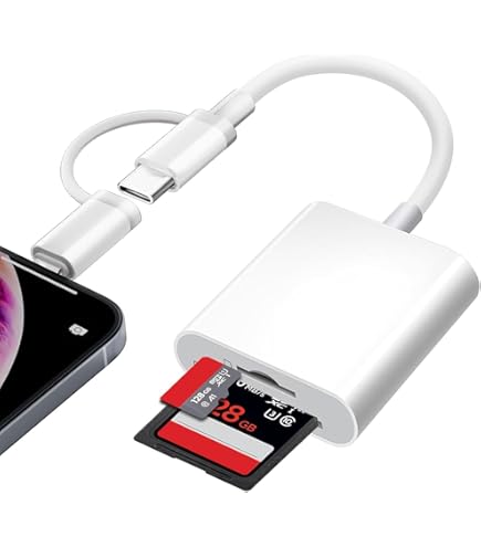 SD-kaartlezer voor iPhone iPad, Micro SD-kaartlezer Geheugenkaartlezer met USB-adapter Plug and Play Trail Game Camera SD-kaartviewer ondersteunt SD- en TF-kaart Micro SD-kaartadapter Geen app vereist