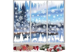 cshare zimowa naklejka na okno, płatki śniegu, sople lodu, Boże Narodzenie, naklejka, dwustronna, statycznie przylegająca naklejka PCW na szklane okna, dekoracja bożonarodzeniowa (9 arkuszy, 20 x 30