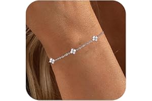 Aidenn Armband Damen Gold mit Cubic Zirkonia Blumen 925 Silber Bracelet für Mädchen,Goldene/Silver Stapelbare Armbander Handmade Schmuck Geschenk
