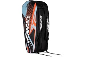 HUNDRED Zest Badminton and Tennis Racquet Kit Bag | Multiple Compartment with Side Pouch | Easy-Carry Handle | Padded Back Straps