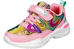 HSNA Baskets Mode Fille Légères Chaussures Scratch Sneakers Paillettes pour Fille