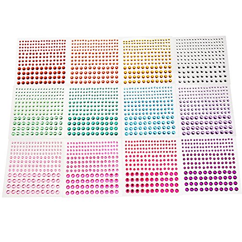 Outus Mehrfarbige Selbstklebende Rheinkiesel Aufkleber Blatt , 3 Größe, 12 Blätter - 2