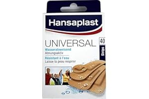 Hansaplast Uniwersalne plastry 40 pasków, odporne na zabrudzenia i działanie wody, zestaw plastrów mieszanych o dużej sile klejenia