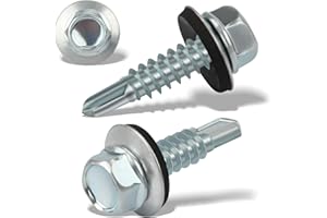 NENULL 60 pcs Tornillos Autotaladrantes 6.3x25MM Tornillos Roscachapas Tornillo Panel Sandwich Tornillos Autorroscantes Metal para Panel Sandwich Tejado, Chapas Metalicas, Tejado, Aluminio (Plata)