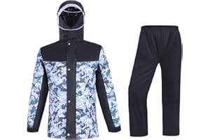 7VSTOHS Hommes Combinaison de Pluie Unisexe Imperméable Moto Vélo Vestes à Capuche Coupe-vent Vêtements de Pluie