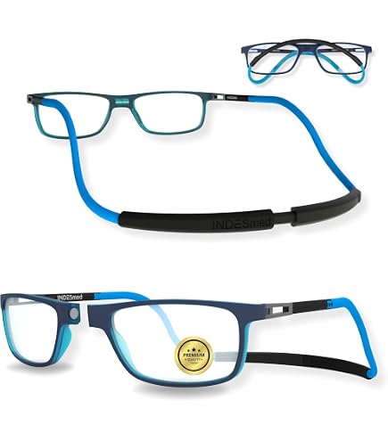 CliC Eyewear Tube Pantos – Lunettes Lecture Magnétiques Souples Gris Clair (+2,5) – Collier Flexible Fabriqué En Italie