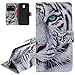 Produktbild (European Version) Für Samsung Galaxy J5 Hülle 2017 SM-J530 Hülle,Galaxy J5 2017 (European Version) SM-J530 Hülle Leder Flip Case Wallet Brieftasche,EMAXELERS Galaxy J5 2017 Hülle Schutzhülle,Galaxy J5 2017 Hülle Mädchen,Galaxy J5 2017 Hülle Cute Tier Blumen Mädchen Bunte Muster PU Leder Ledercase Flip Wallet Schutzhülle Etui Tasche Handytasche Hülle für Samsung Galaxy J5 2017 SM-J530 (Europe Version),White Tiger with Green Eyes