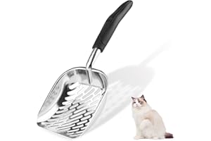 indtol Cat Litter Scoop, Efficient Fast Aluminum Alloy Litter Pet Shovel with Deep Shovel, Hangable Litter Tray Scoop with Comfortable Handle, Cat Poop Shovel for Litter Box, Clumping Litter