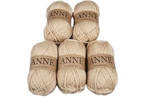 BORGO DE' PAZZI FIRENZE 5 gomitoli da 50 grammi filato 50% lana vergine 50% acrilico prodotto in Italia (beige 86022)