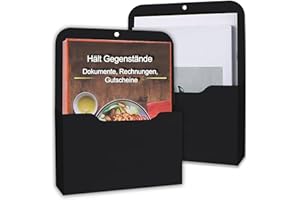 AARCYYE Porte Documents Magnétiques, Lot de 2 Porte Stylo Magnétique, Porte Marqueur pour Réfrigérateur, Organisateur pour Tableau Blanc, Porte Journaux Magnétique Mural, pour le Bureau, la Cuisine, Noir