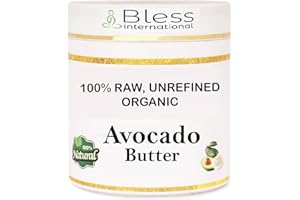 BLESS INTERNATIONAL Beurre d'avocat biologique brut 100 % pur, naturel et non raffiné | Hydratant pour la peau pour le visage, le corps et les cheveux | 1 LBS/450 GM Ivoire/White Grade A | crèmes, baumes, lotions, savons