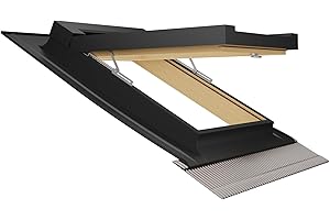 Emica - Finestra da tetto apertura Vasistas in Alluminio | Linea Habitat con Vetrata basso emissivo Certificata CE | Interno Legno Abete Lamellare Prima Scelta | Spazi Abitativi(55x78 Base x Altezza)