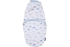 ClevaMama Baby Swaddle Wrap Blanket for Newborn and Infant, Sleep Sack 100% Cotton with Adjustable Wings, Unisex (0-3 Months) - Blue