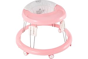 LANGYI Foldable Baby Walker - Suitable for 66-80cm Height, Mute Anti-Rollover, Foldable Baby Chair (Pink)