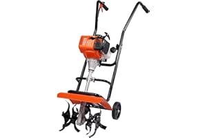 VEVOR Motocultor Térmico con Motor de Gasolina de 4 Tiempos de 31 CC con 4 Dientes Delanteros de Acero Ajustables Ruedas Grandes Cultivador de Suelo de Fácil Instalación para Jardines de Huertos