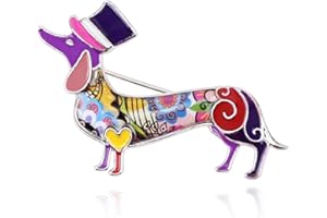 NEWEI Broche de aleación esmaltada para perro salchicha con diseño de animales de moda para mujeres y niñas, 33mm x 47mm, Esmalte