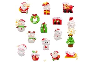 FISAPBXC Mini Adornos de Navidad, 16 Piezas Navidad Adorno para Tarta, Navideñas Decoraciones, Navidad Accesorios Navidad Fiesta Suministros para Adornos Navideños de Miniaturas