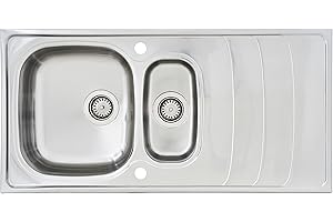 ‎RESPEKTA Respekta Miami Edelstahl Spülbecken / 1,5 Becken Einbauspüle in 100 x 50 cm/Edelstahlspüle geeignet für Unterschränke ab 60 cm Breite