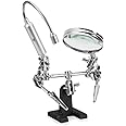NICO SEE WONDER Helping Hand Magnifier Glass Stand with Flexible Neck LED Flashlight & Alligator Clips – 3x Magnifying Lens, Perfect for Soldering, Crafting & Inspecting Micro Objects