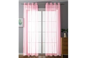Gardinenbox 2er-Pack Ösen Gardinen Transparent Vorhang Set Wohnzimmer Voile Ösenvorhang Bleibandabschluß HxB 145x140 cm Hellrosa, 203322