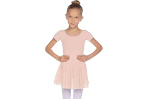 Balancora Ballettkleidung Mädchen Ballettkleid Kurzarm Baumwolle Balletttrikot Ballettanzug Tanzkleid Tanzbody mit Rock Tütü 2-11Jahre 110-160