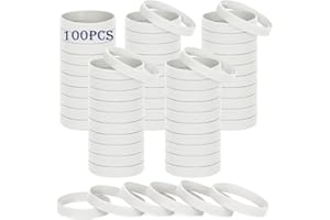 HONTIUS 8'' Braccialetti In Gomma, 100 Pezzi Braccialetti In Silicone, Bianco Vuoto Elastici di Gomma per Uomo Donna Scuola Insegnante Squadra Festa