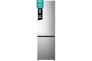 Hisense RB440N4BCE - Frigorífico Combi, Eficiente Clase E, Capacidad 336 L con 200 cm Alto, Super Freeze, Botellero, Puerta Reversible, Silencioso 39dB, Color Inox