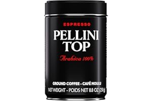 Pellini Caffè Top 100% Arabica, Caffè Macinato per Moka dall'Aroma Intenso e Avvolgente, Miscela 100% Arabica a Tostatura Delicata, Confezione da 250g