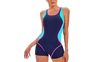 GENERIC Costume Piscina Donna Intero Costume da Bagno Donna Senza Maniche Larghe Straps Girocollo Costume Intero Donna Curvy Pantaloncino Mare Donna Slim Fit Elegante Comodo Monokini Costumi Push Up