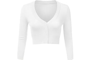 Irevial Damen Bolero Festlich Kurze Strickjacke Elegant Jacke Langarm Cardigan mit Knöpfe Bolerojacke zum Kleid für Herbst Frühling