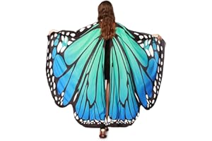TMEOG Womens Girls Shawl Butterfly Wings Dance Party Photo Fairy Ladies Nymph Pixie Cosplay Accessory Cape Dresses Bikini Cover-Up