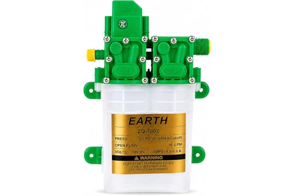 FIYANS SPRAY EARTH Water Pump, 12V DC, 300 PSI Double Motor, 16 LPM Flow Rate, 12v DC Battery Electric Portable Diaphragm Pump Used as Car Washer ac cleaning Agriculture Sprinkler