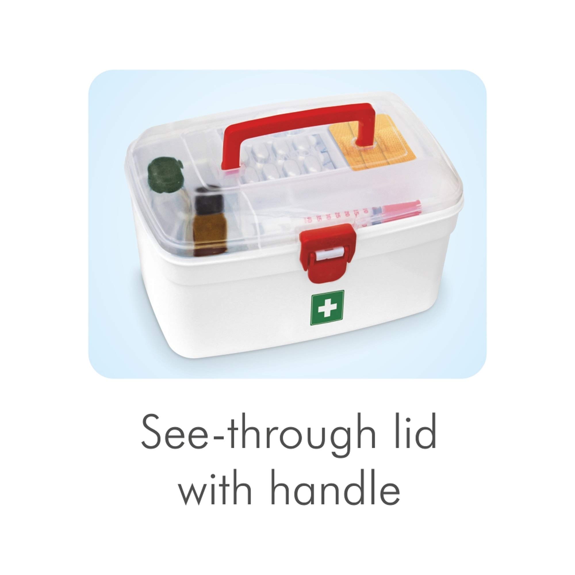 MILTON Plastic Medicine Box, First Aid Box, Detachable Tray with Handle, Emergency Indoor Outdoor Medical Utility Cabinet Organizer, Transparent, Portable & Lockable Container, White - Image 6