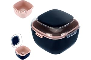 Zikenis Braces Box with Strainer, Denture Box, Double Layer Hollow Drain, Portable Denture Box Cover for Storage and Immersion Dentures (Midnight Blue)