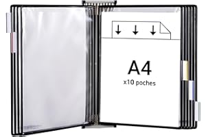 Djois made by Tarifold Fr 414107 – Support Kit Mural document Tarifold métal, 10 pochettes A4 Noir, Présentation documents