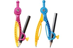 SURALIN Set di 2 Compasso da Studio ergonomici per Matematica e Geometria Strumento da Disegno Rotondo Compasso con Matita Compasso con Portapenne