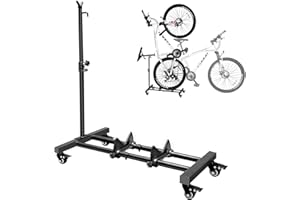 Mimoke Supporto verticale per bicicletta – Supporto da pavimento per bicicletta con ruote bloccabili, altezza regolabile, per tutti i tipi di biciclette fino a 4 pollici di larghezza del pneumatico,