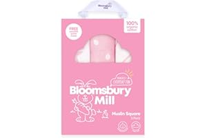 Bloomsbury Mill - Muslin Cloths for Baby - Soft 100% Organic Cotton Muslin Squares - Baby Muslins Pack of 3 - Large Burp Cloths - Newborn Essentials - Pink & White - 70x70cm