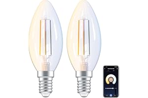 ANTELA Ampoule Connectée Alexa E14 C35 4,5W 470LM Ampoule LED Intelligente 2700K-6500K Compatible avec Alexa, Google Home, Smart Life APP, 2PCs